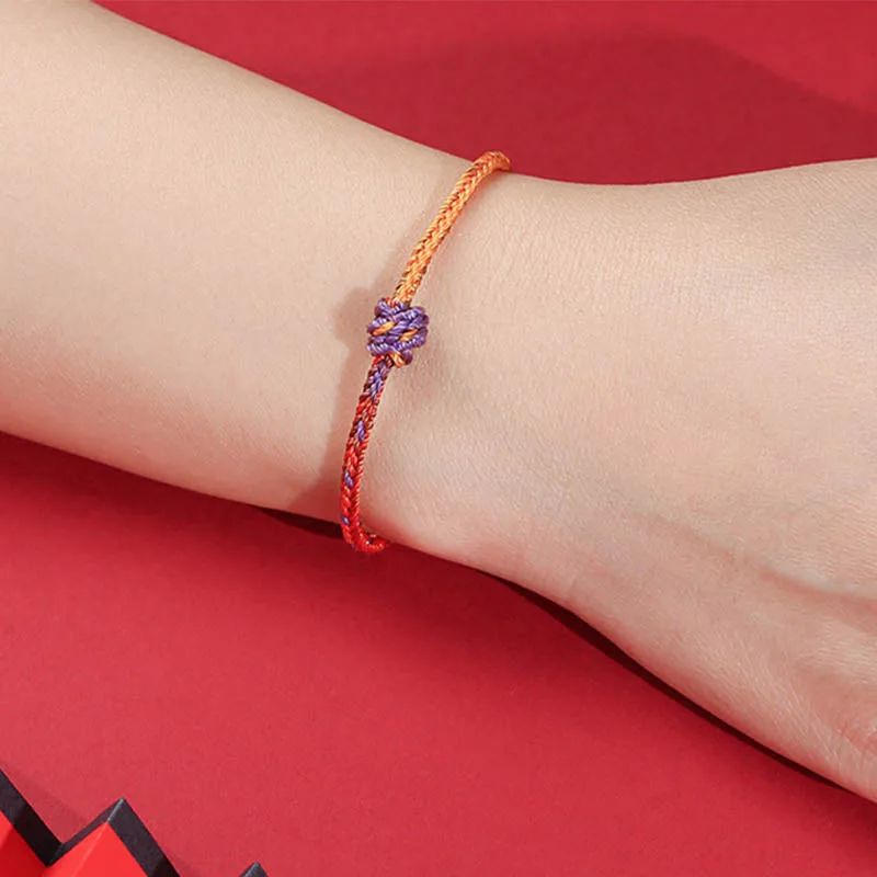 Mythstone Handcrafted Colorful Purple Gold Red Braid Rope Bracelet - Image 6