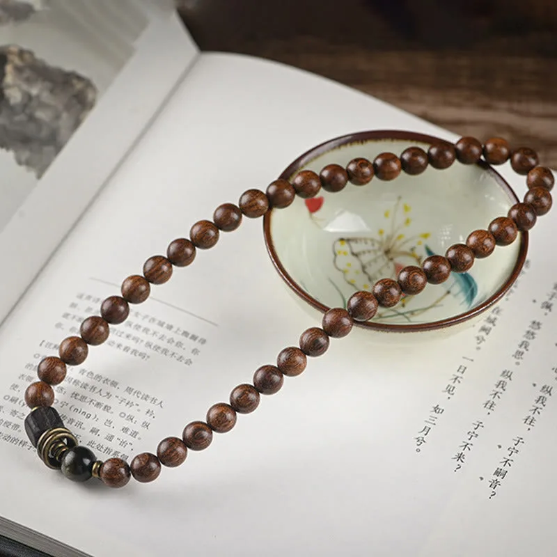 Mythstone Sandalwood Ebony Wood Bead Healing Single Double Wrap Bracelet - Image 7