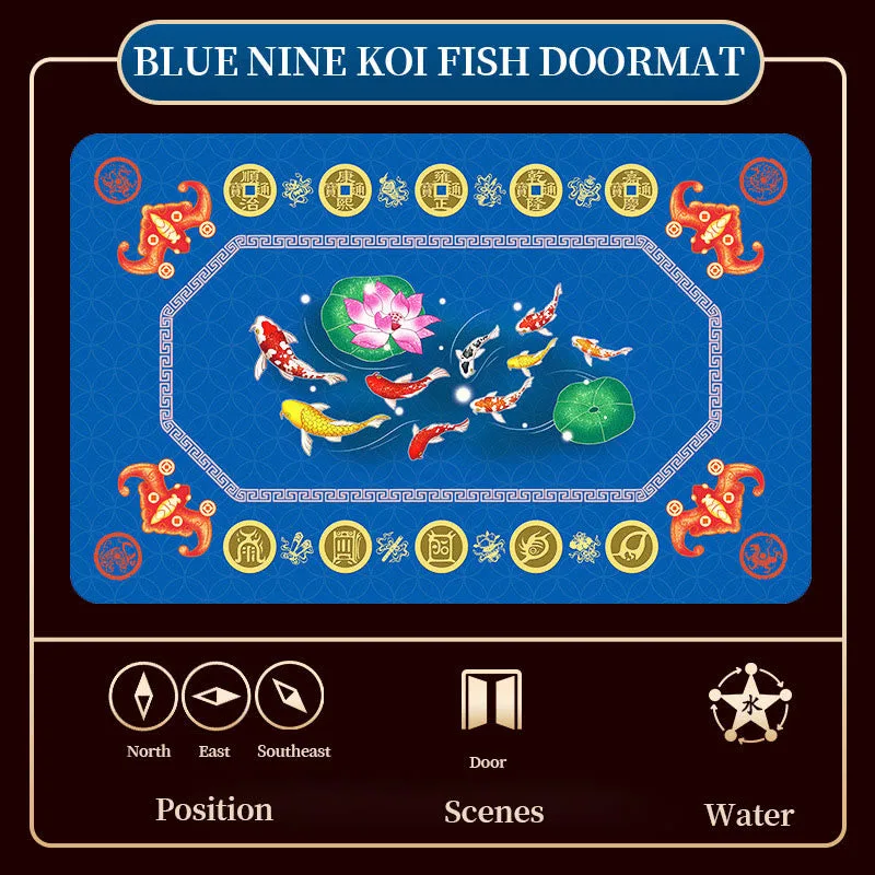 Mythstone - Five Elements Lucky Crane Gourd Kirin Dragon Axe Nine Koi Fish Non-slip Foot Pad Doormat - Image 23