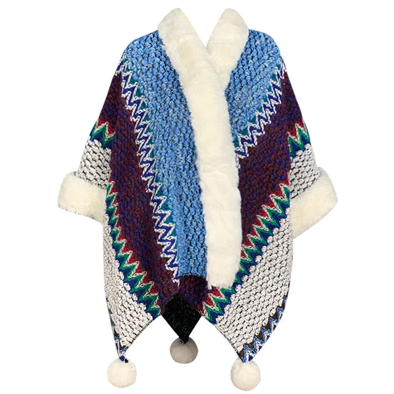 Mythstone Tibetan Multicolored Striped Shawl Winter Cozy Travel Scarf Wrap - Image 34