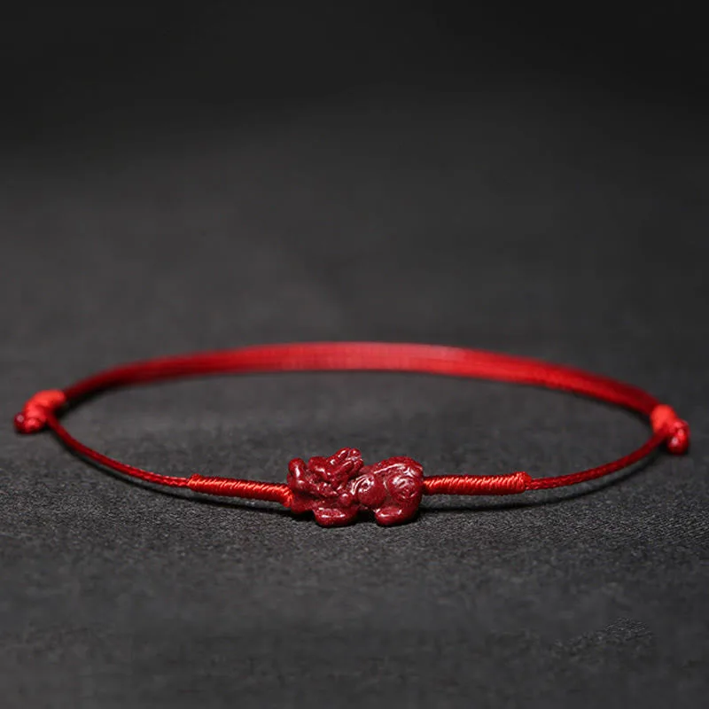 Mythstone - Handmade Plum Blossom Four Leaf Clover PiXiu Lotus Koi Fish Cinnabar Blessing Braid Bracelet - Image 12