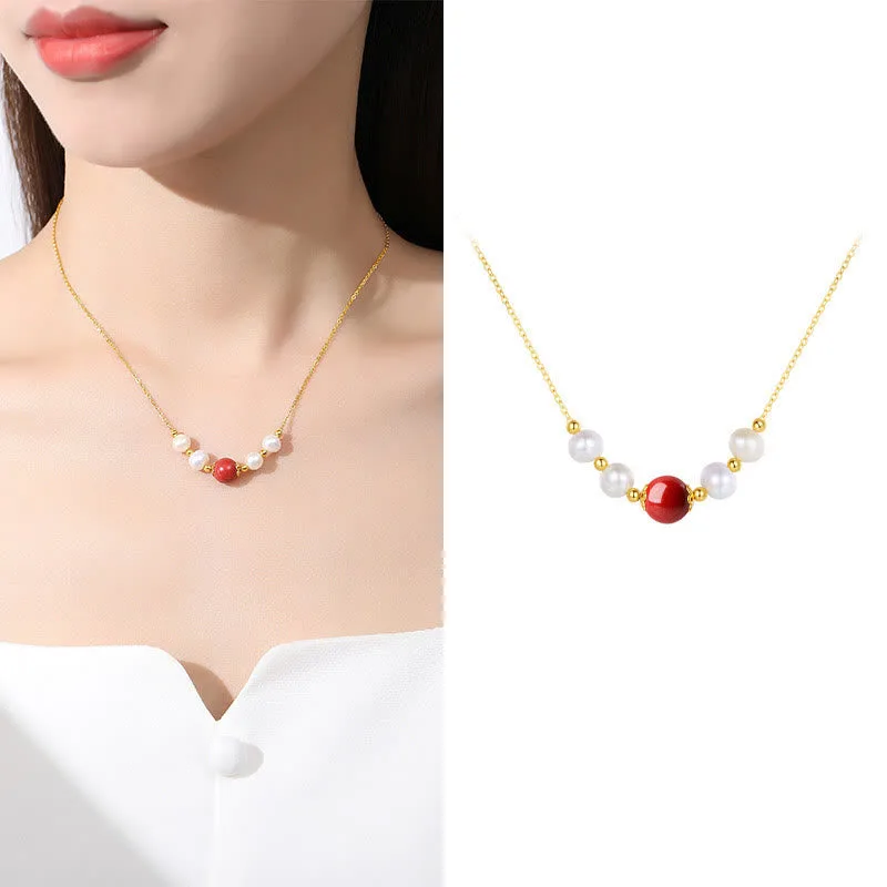 Mythstone 925 Sterling Silver Pearl Cinnabar Sincerity Healing Bead Chain Necklace Pendant - Image 9