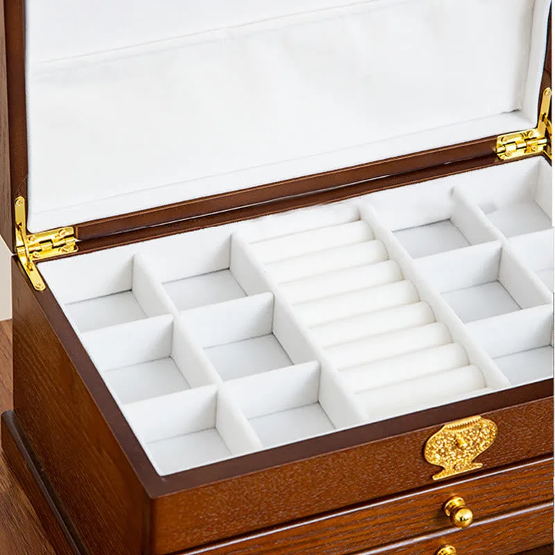 Mythstone Retro Wooden Jewelry Box Three-Layer Jewelry Storage Box - Image 8