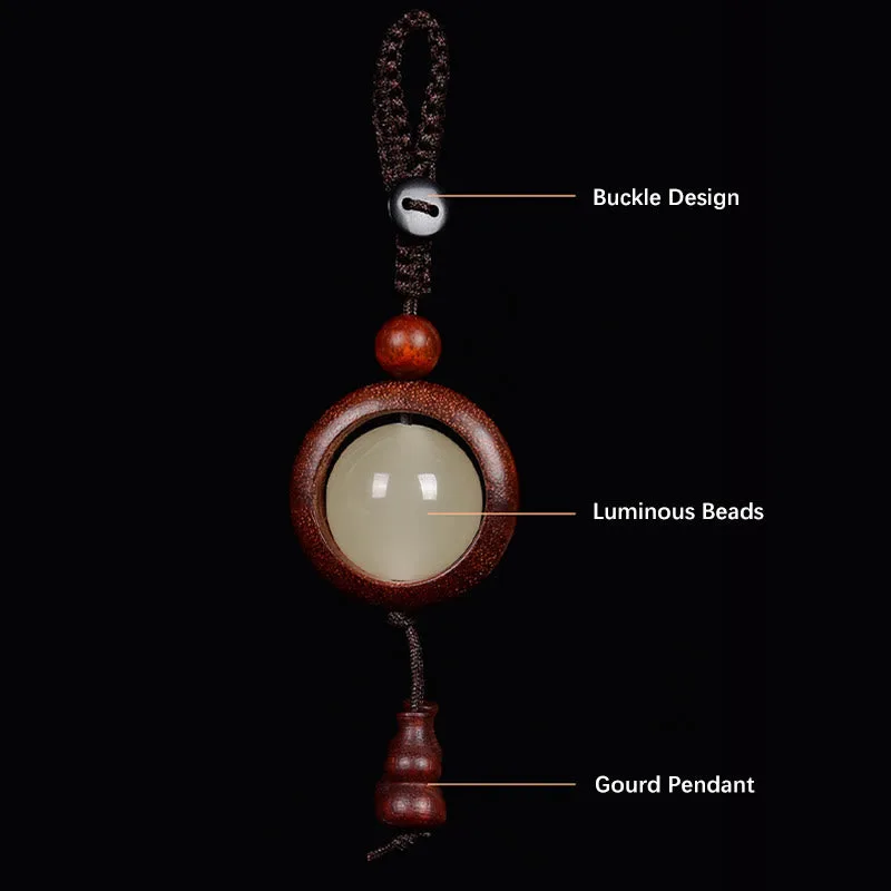 Mythstone Red Sandalwood Ebony Wood Green Sandalwood Luminous Lucky Bead Gourd Peace Key Chain - Image 7