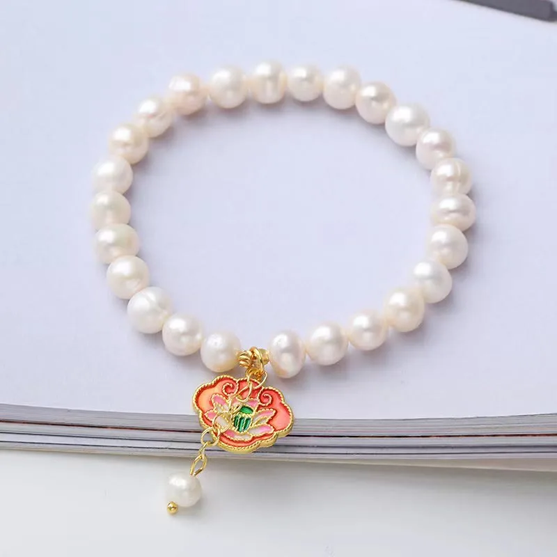 Mythstone - Natural Pearl Lotus Koi Fish Goldfish Optimism Charm Bracelet - Image 6