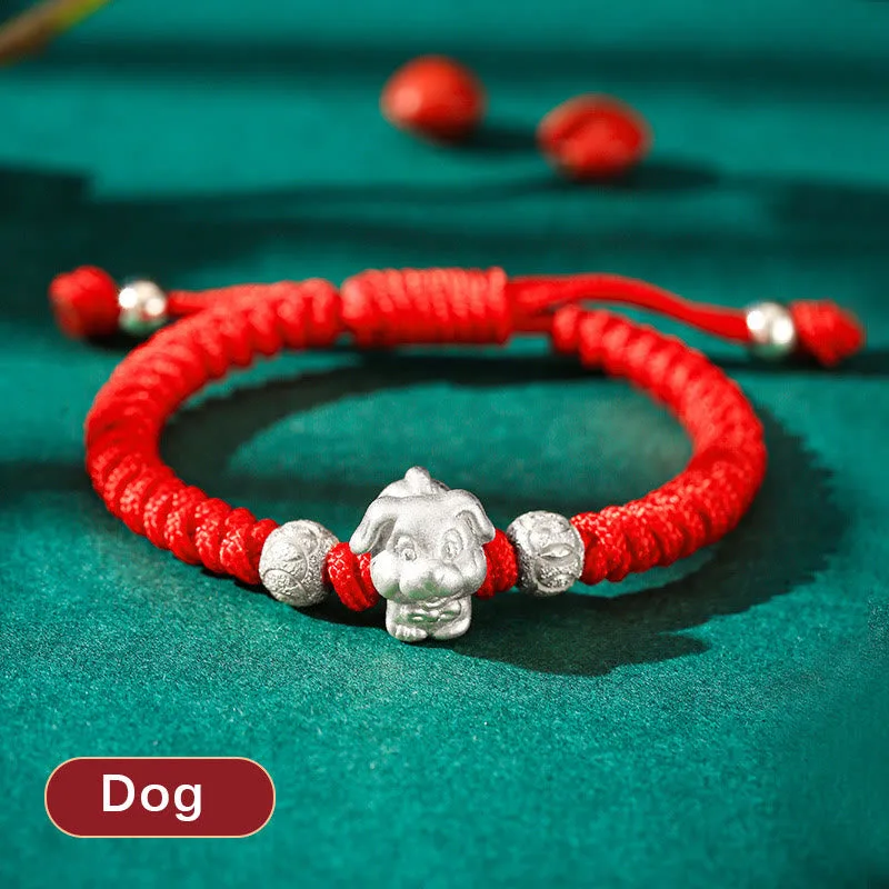 Mythstone 999 Sterling Silver Chinese Zodiac Red Rope Luck Handcrafted Kids Bracelet - Image 24