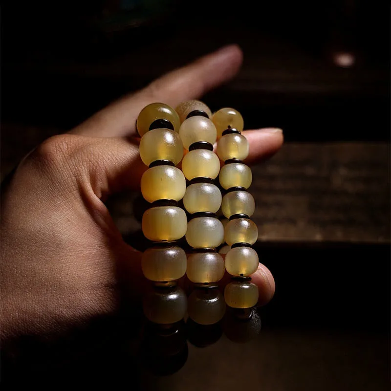 Mythstone Handmade Tibetan Sheep Horn Om Mani Padme Hum Auspiciousness Bracelet - Image 13