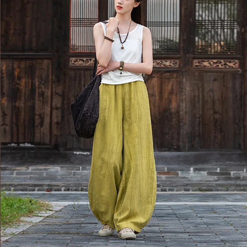 Mythstone Ramie Cotton Linen Pants Tie-dye Design Trousers Loose Zen Yoga Women's Pants with Pockets - Image 30