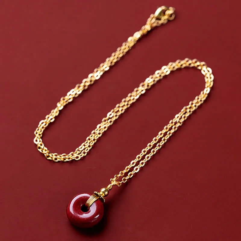 Mythstone Cinnabar Peace Buckle Calm Blessing Necklace Pendant - Image 16