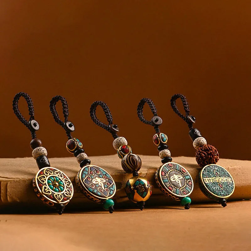 Mythstone Tibetan Om Mani Padme Hum Bodhi Seed Peace Key Chain - Image 2