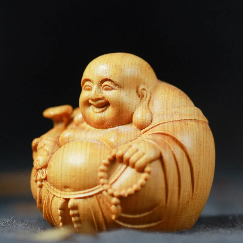 Mythstone Laughing Buddha Boxwood Compassion Home Car Decoration - Image 3