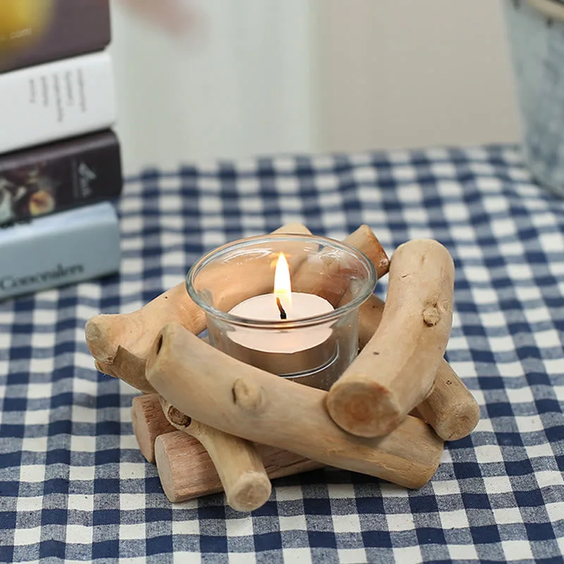Mythstone Wood Candlestick Home Candle Holder Decoration - Image 2