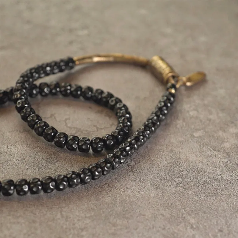 Mythstone Retro Coconut Shell Copper Happiness Triple Wrap Bracelet - Image 8