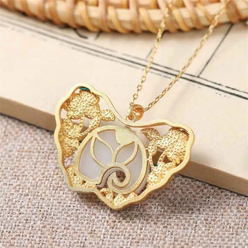 Mythstone White Jade Elephant Butterfly Lotus Success Necklace Chain Pendant - Image 5