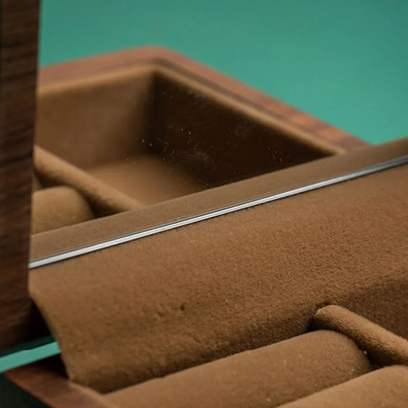 Mythstone Vintage Handmade Black Walnut Wood Jewelry Storage Box With Mirror - Image 9