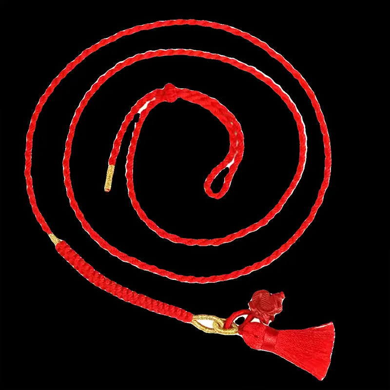 Mythstone Natural Cinnabar Dragon Blessing Red String Belly Chain - Image 11