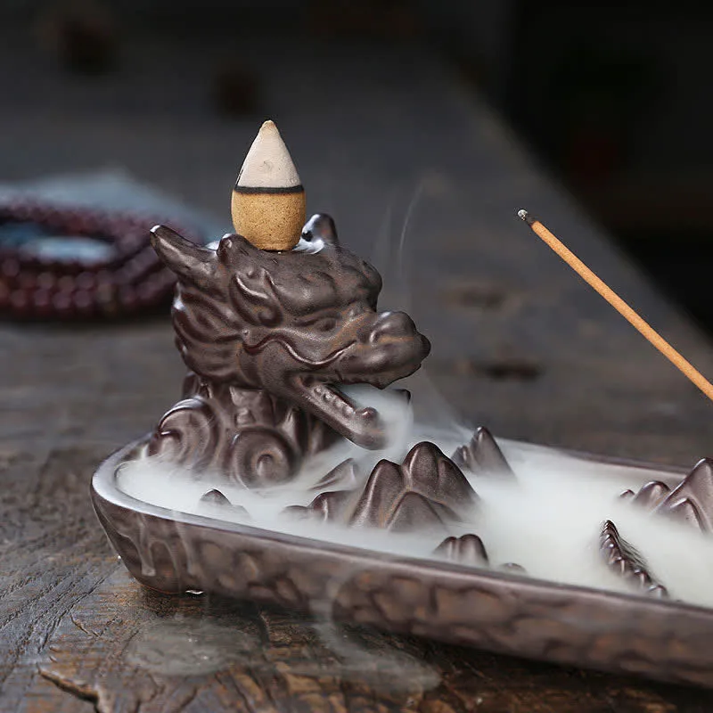 Mythstone Dragon Mountain Strength Ceramic Incense Burner Decoration - Image 9
