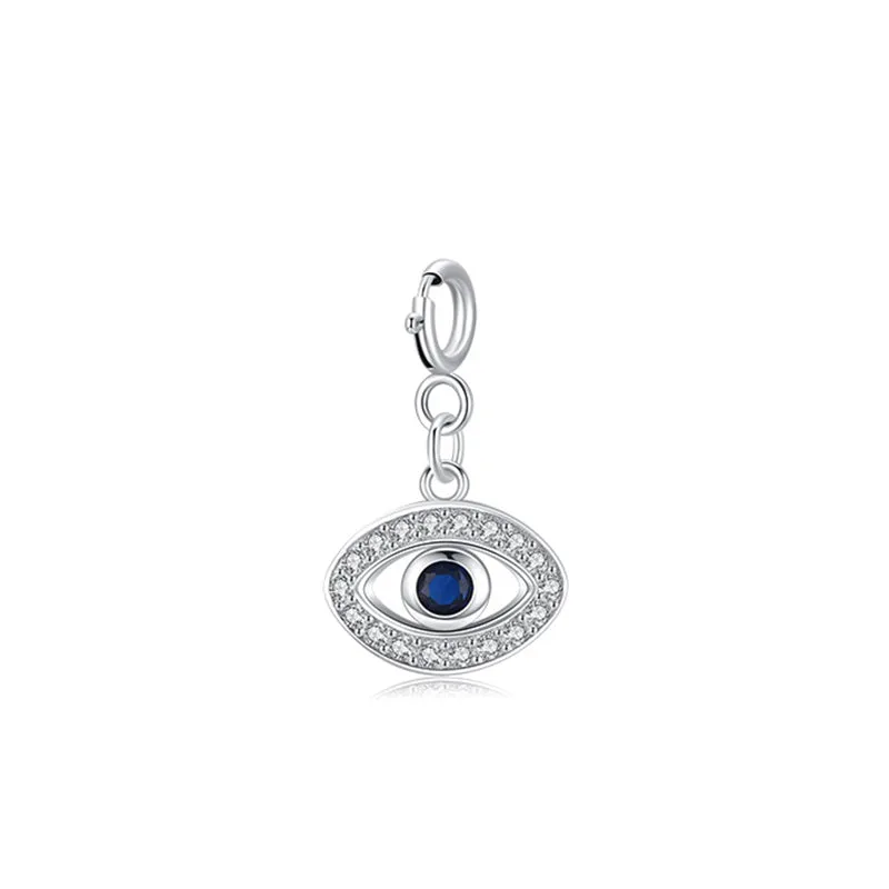 925 Sterling Silver Evil Eye Hamsa Symbol Prosperity Luck Chain Necklace Pendant - Image 3