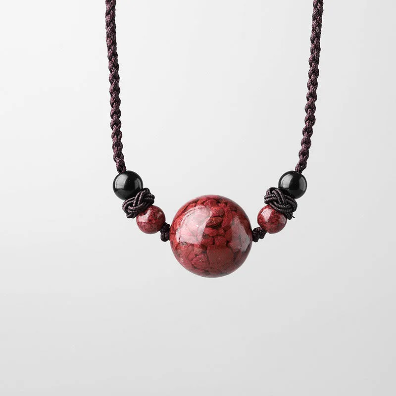 Mythstone Natural Cinnabar Stones Bead Blessing Necklace Pendant - Image 8