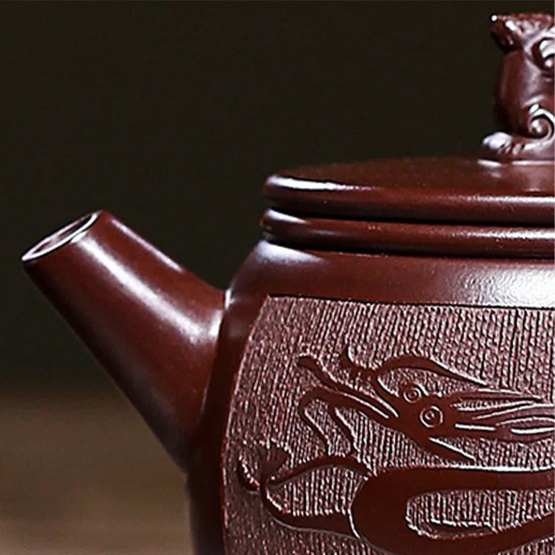 Mythstone Yixing Handmade Brown Dragon Purple Clay Kung Fu Teapot 240ml - Image 5