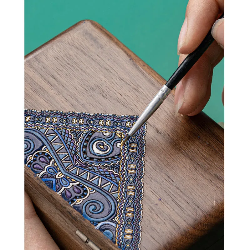 Mythstone Vintage Handmade Black Walnut Wood Jewelry Storage Box With Mirror - Image 15