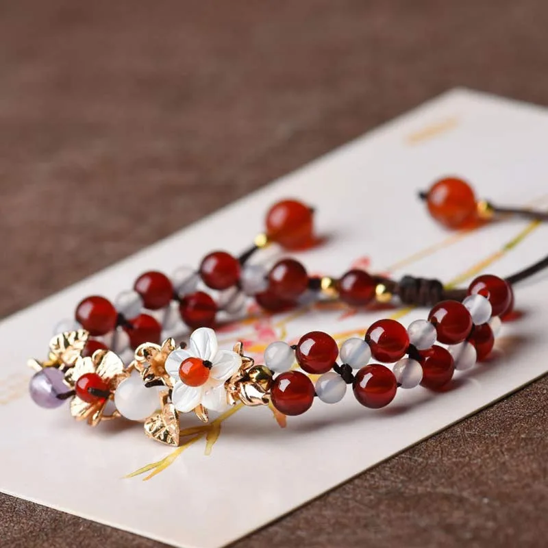 MythStone Green Aventurine Garnet Bead Flower Petal Luck Bracelet - Image 14