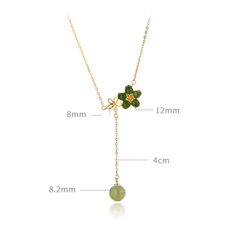 Mythstone 925 Sterling Silver Hetian Cyan Jade Plum Flower Blossom Design Luck Necklace Pendant - Image 11
