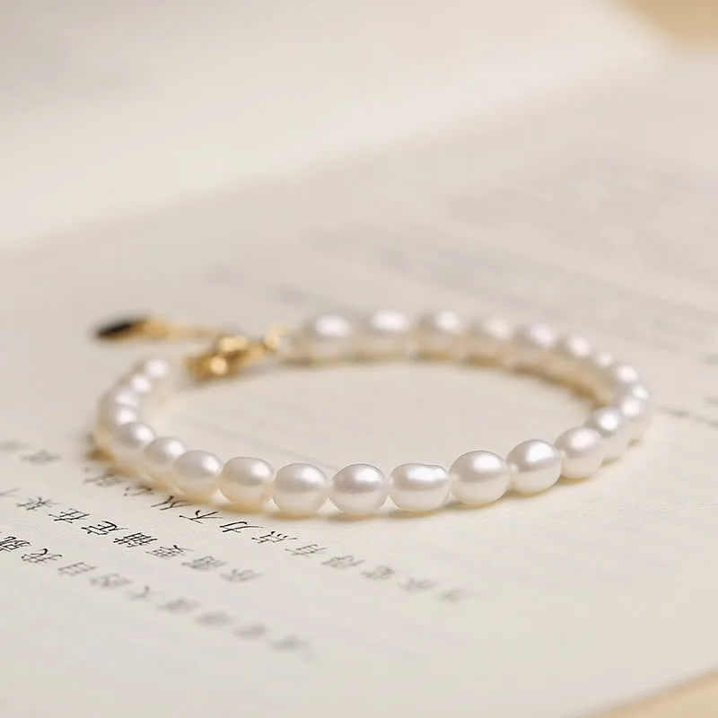 Mythstone 14K Gold Plated Natural Pearl Crystal Shell Charm Bead Bracelet - Image 14