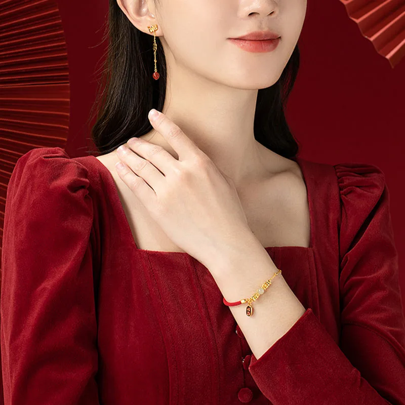 Mythstone Year of the Dragon 925 Sterling Silver Hetian Jade Attract Fortune Fu Character Luck Bracelet - Image 7