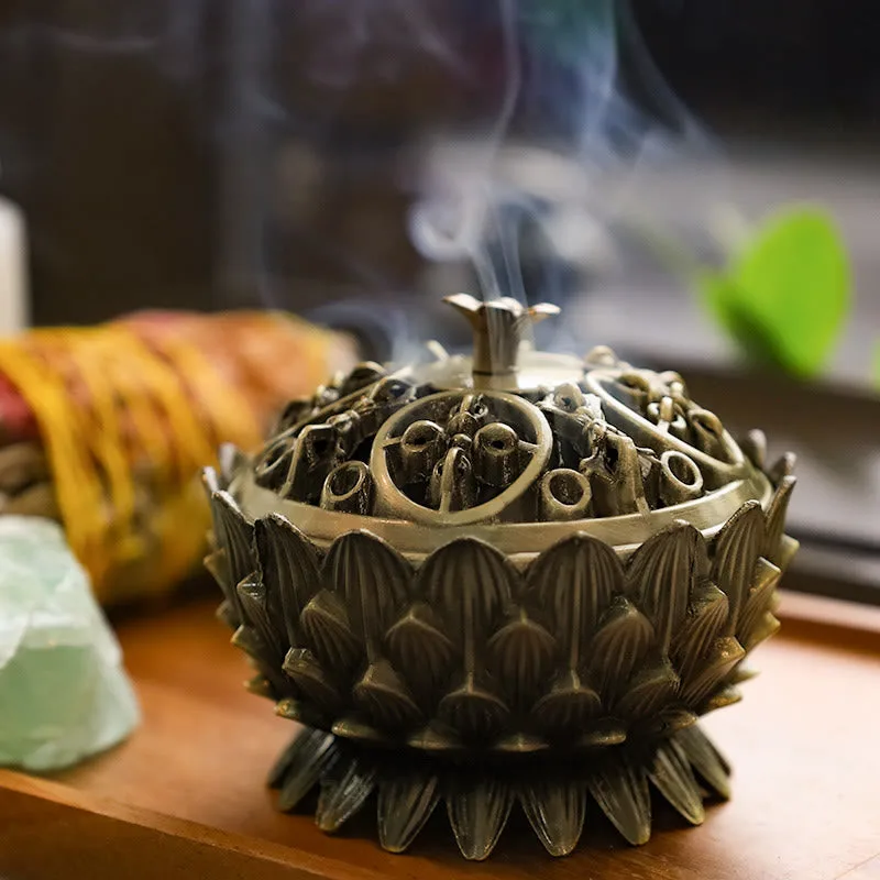 Mythstone Tibetan Lotus Shaped Purify Incense Burner - 图片 8