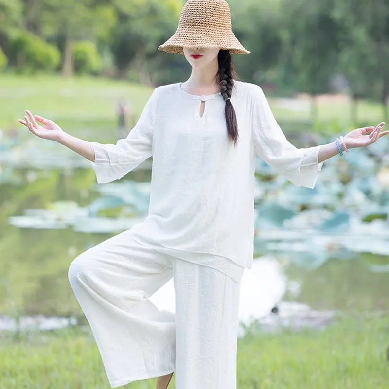 Tai Chi Meditation Prayer Zen Spiritual Morning Practice Clothing Women's Set - Image 9