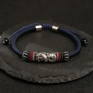 Mythstone Handmade 925 Sterling Silver Year Of The Dragon Auspicious Dragon Luck Rope Bracelet