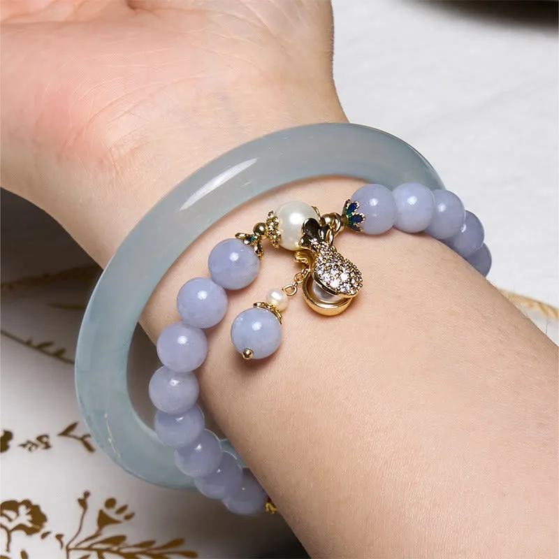 Mythstone Inner Peace And Stress Relief Aquamarine Jade Blue Bracelet Bangle Bundle - Image 2