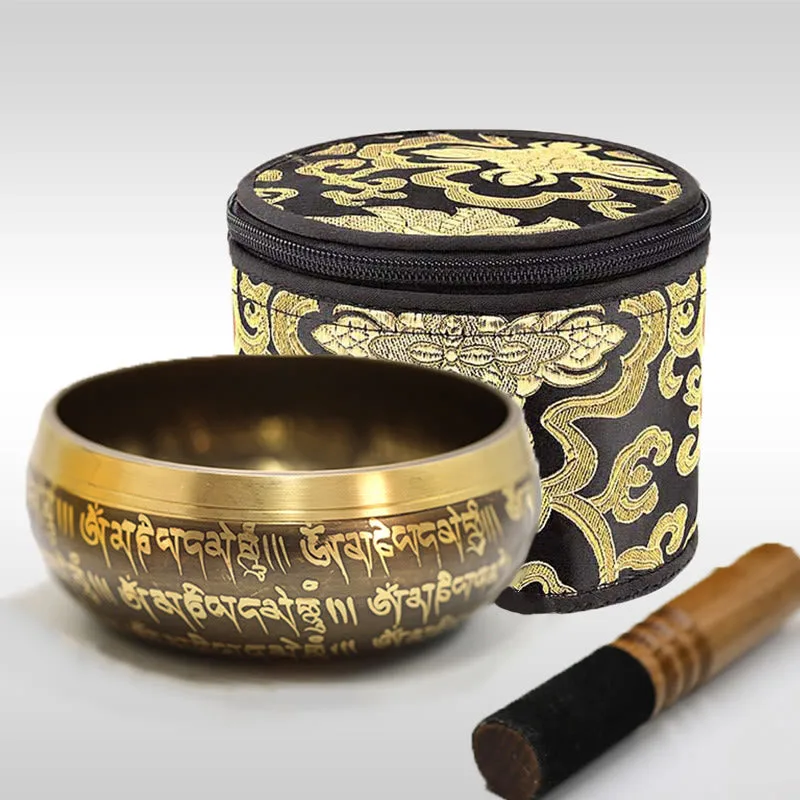 Mythstone Tibetan Meditation Sound Bowl Handcrafted for Healing and Mindfulness Singing Bowl Set - Image 7