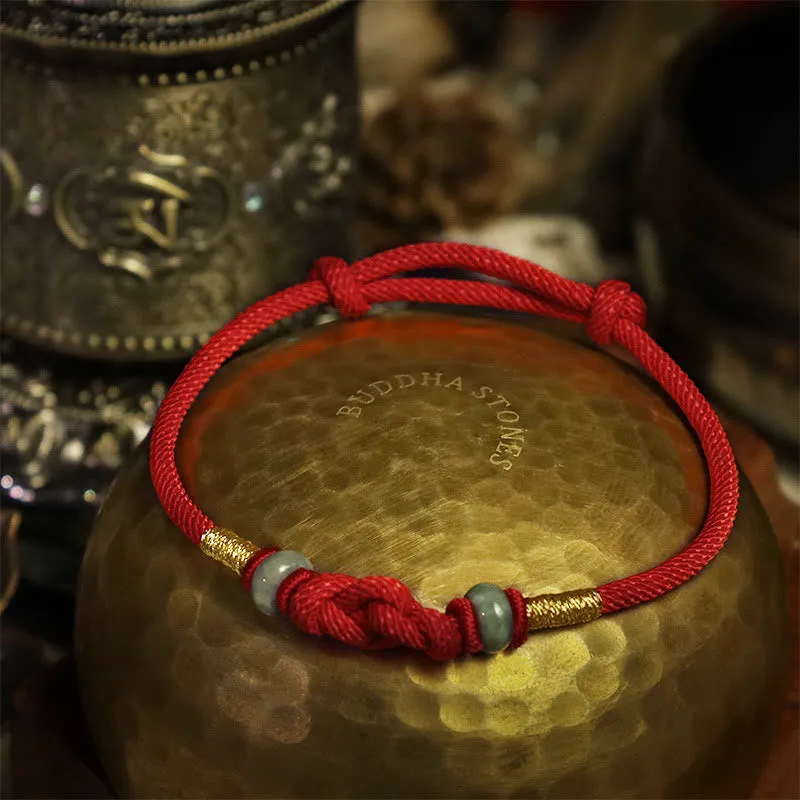 Mythstone Red String Jade Luck Fortune Knot Braided Couple Bracelet - Image 13