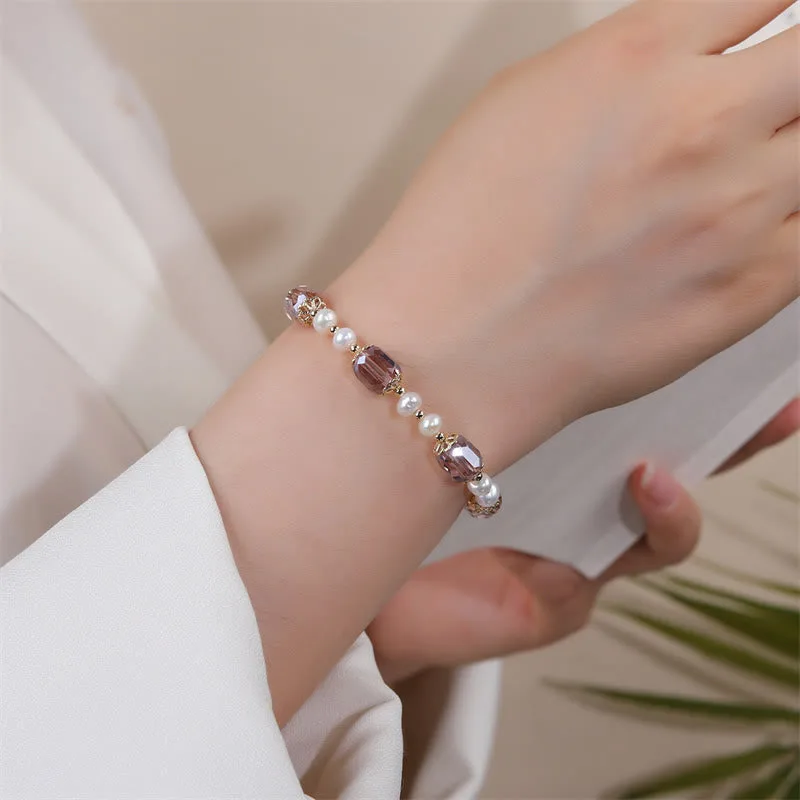 Mythstone Natural Amethyst Pearl Peace Healing Chain Bracelet - Image 7