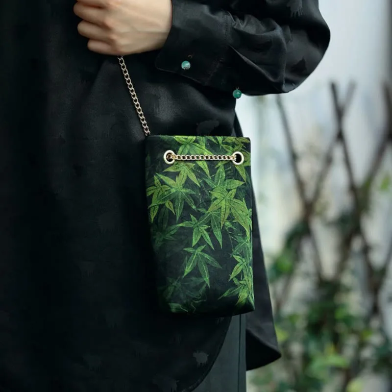 Mythstone Small Maple Leaf Persimmon Metal Chain Crossbody Bag Shoulder Bag Cellphone Bag - Image 12