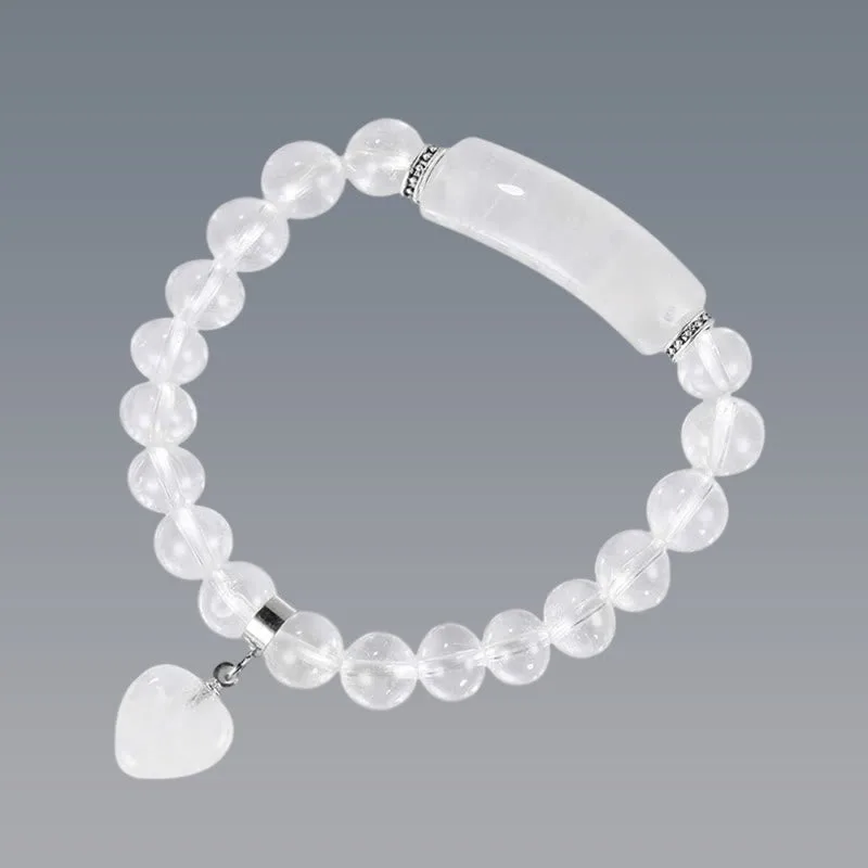 Mythstone Natural Quartz Love Heart Healing Beads Bracelet - Image 35
