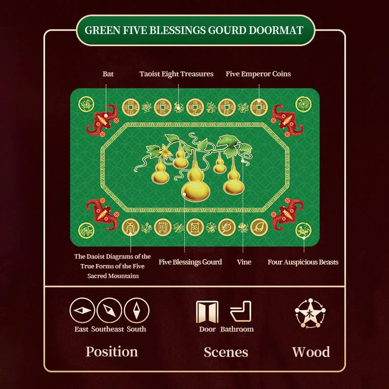 Mythstone - Five Elements Lucky Crane Gourd Kirin Dragon Axe Nine Koi Fish Non-slip Foot Pad Doormat - Image 13