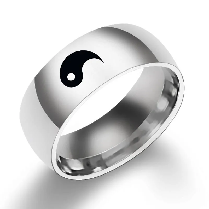 Mythstone Yin Yang Balance Titanium Steel Couple Ring - Image 3