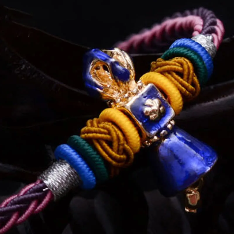 Mythstone Tibetan Handmade Dorje Vajra Strength Eight Threads String Bracelet - Image 3