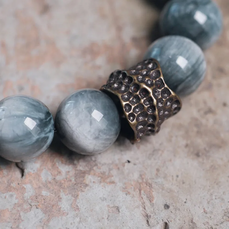 MythStone Eagle's Eye Stone Ebony Wood Copper Confidence Couple Bracelet - Image 12