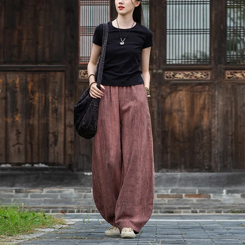 Mythstone Ramie Cotton Linen Pants Tie-dye Design Trousers Loose Zen Yoga Women's Pants with Pockets - Image 22