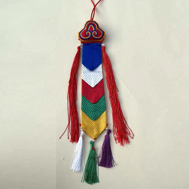 Mythstone Lotus Flower Eight Auspicious Symbols Meditation Enlightenment Colorful Tassels Wall Art - Image 6