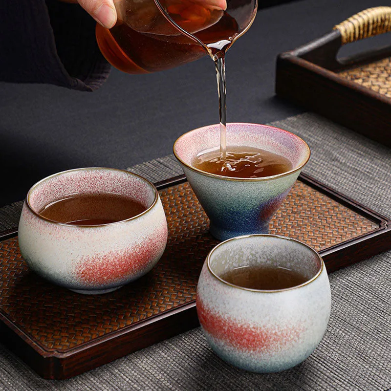 Mythstone Retro Red Gradient Kiln Change Ceramic Teacup Kung Fu Tea Cup - Image 11