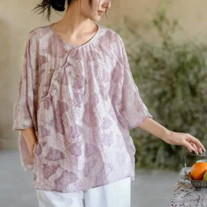 Mythstone Casual Spotted Pattern Three Quarter Sleeve T-Shirt Tee