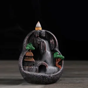 Mythstone Mountain Bridges Pattern Meditation Resin Backflow Incense Burner