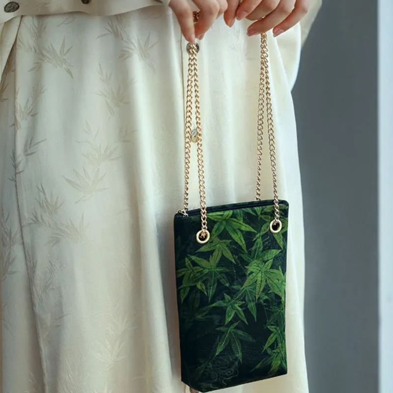 Mythstone Small Maple Leaf Persimmon Metal Chain Crossbody Bag Shoulder Bag Cellphone Bag - Image 13