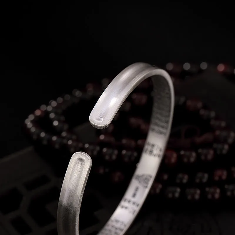 Mythstone 999 Sterling Silver Six True Words Heart Sutra Protection Bracelet Bangle - Image 9
