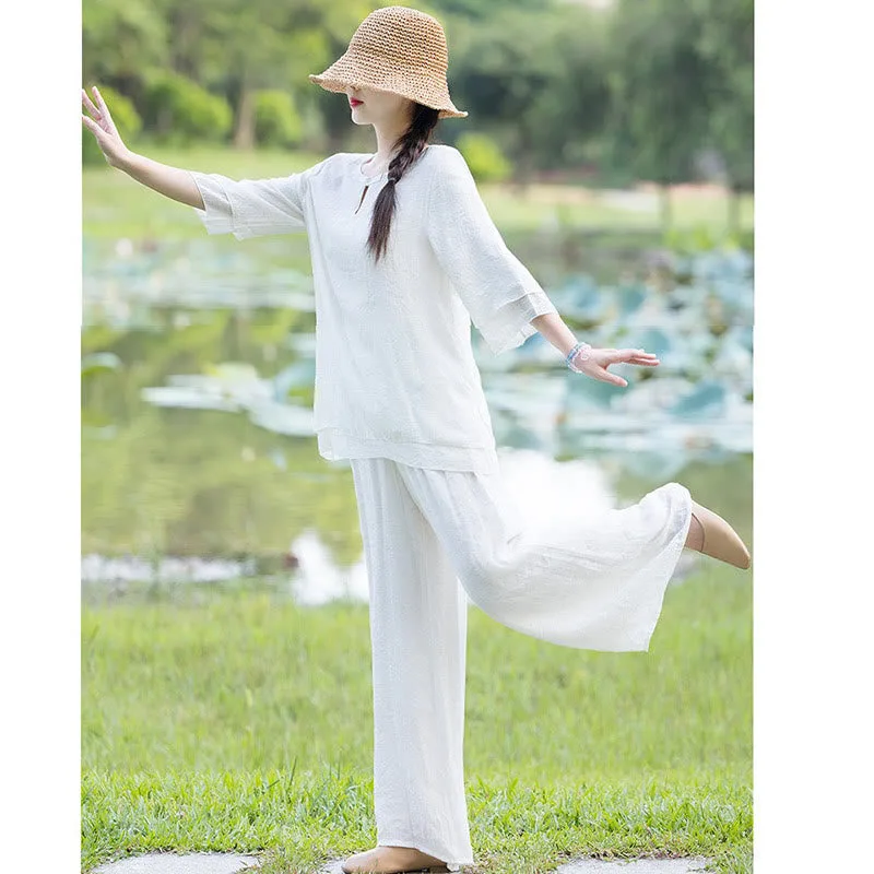 Tai Chi Meditation Prayer Zen Spiritual Morning Practice Clothing Women's Set - Image 14